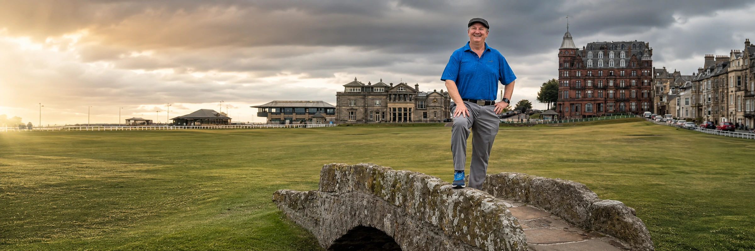 ABOUT-1 — Coach Don Clarke at St Andrews on the Swilcan Bridge Coach Don Clarke at St Andrews on the Swilcan Bridge