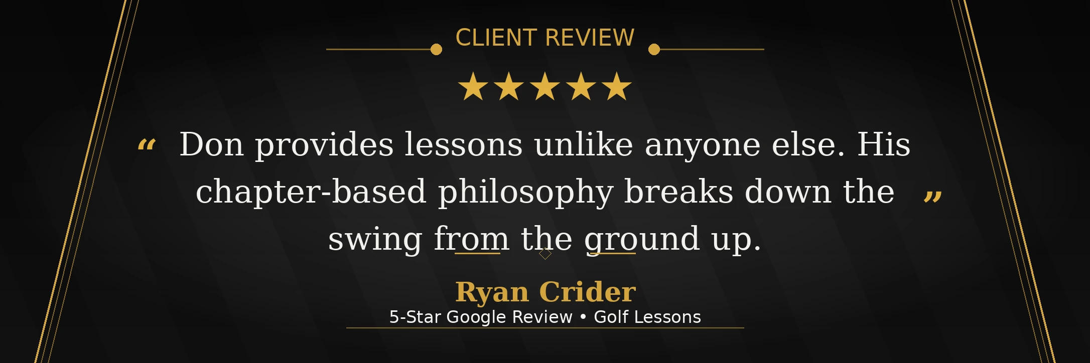 DRIVER-REVIEW-RYAN — Ryan Crider 5-star review for golf lessons at Perfectly Fit Golf Ryan Crider 5-star review for golf lessons at Perfectly Fit Golf