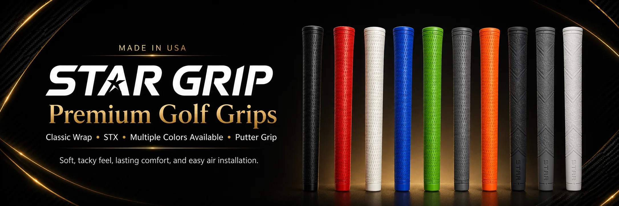 Star Grips premium golf grips in multiple colors for custom golf club regripping at Perfectly Fit Golf