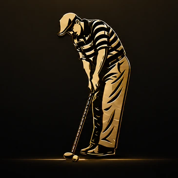 Gold golfer putting visual for putter fitting, setup and aim at Perfectly Fit Golf